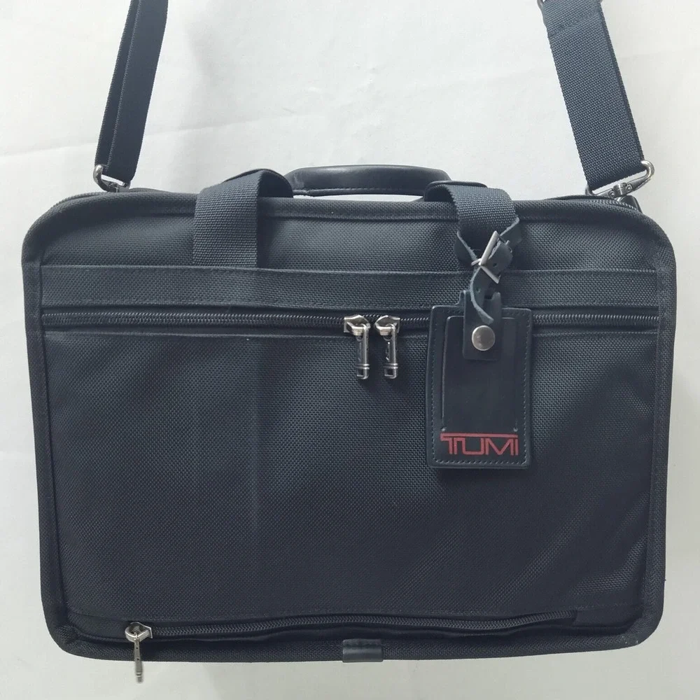 Tumi Two Way Black Nylon Expandable Organizer Business Briefcase Crossbody Bag